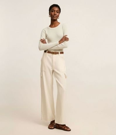 Blusa Básica Acanalada en Rib con Cuello Redondo