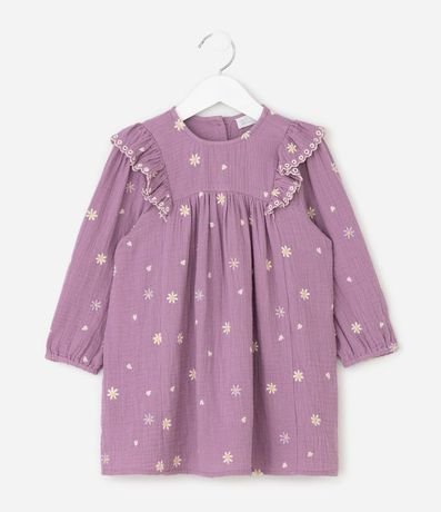 Vestido Infantil Texturizado con Volados Florales – Talle 1 a 6 años 2