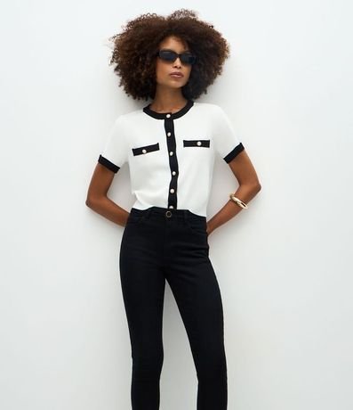 Pantalón Skinny en Sarga con Cintura Alta 2