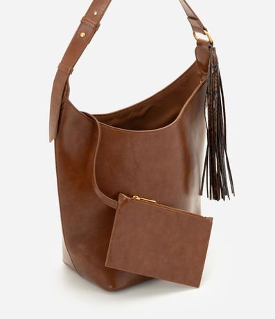 Bolsa Bucket Grande en PU con Detalle de Borla
