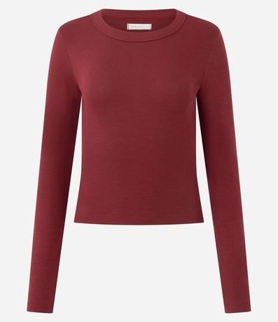 Blusa Básica Acanalada en Rib con Cuello Redondo