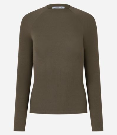 Blusa Básica en Viscosa con Cuello Alto y Sisa Raglán