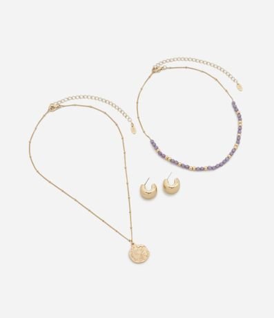 Conjunto de Collar Capas con Colgante y Caravanas Aro 2