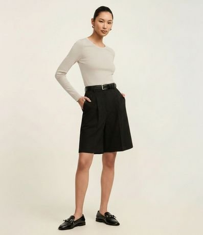 Blusa en Algodón con Cuello Redondo