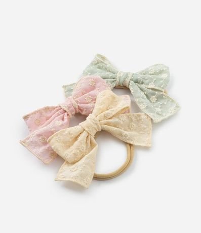 Kit 03 Cintas para el Pelo Infantil con Moñitas y Estampa Floral – Talle U 2