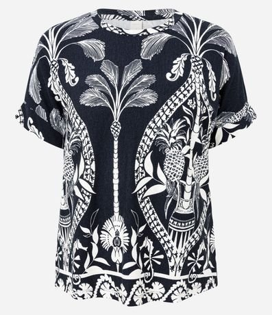 Blusa Manga Corta en Viscolycra con Estampa Tropical 5