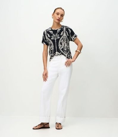 Blusa Manga Corta en Viscolycra con Estampa Tropical 2