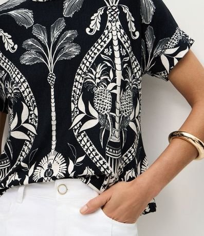 Blusa Manga Corta en Viscolycra con Estampa Tropical 4
