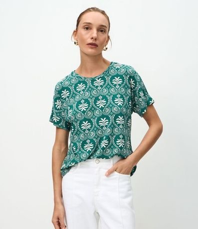 Blusa Recta en Viscolycra con Estampa Abstracta