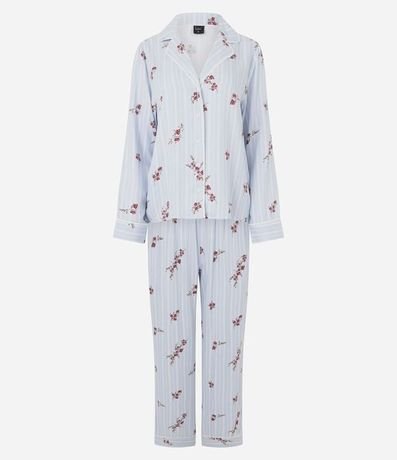 Pijama Largo Americana con Estampa Floral 5