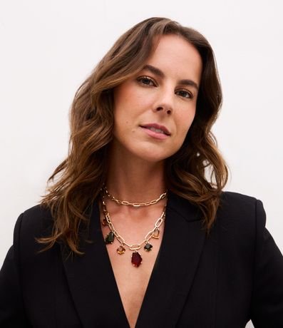 Collar Capas con Colgantes Geométricos