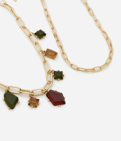 Collar Capas con Colgantes Geométricos 2