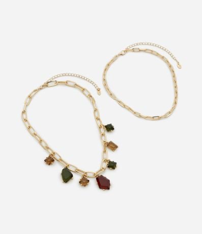 Collar Capas con Colgantes Geométricos 3