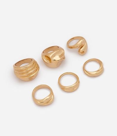 Kit 6x1 Anillo Metal Bold 5 Texturizados y 1 Gota Liso 2