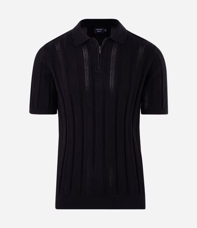 Camisa Cuello Polo con Cremallera en Algodón Texturizada 5