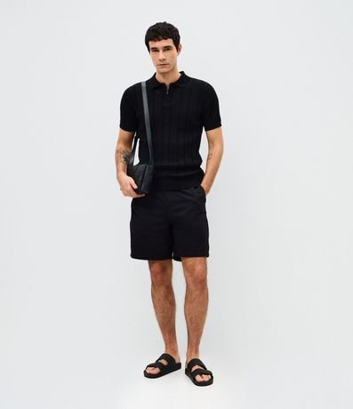 Camisa Cuello Polo con Cremallera en Algodón Texturizada 2