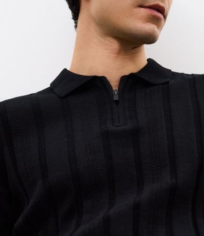 Camisa Cuello Polo con Cremallera en Algodón Texturizada 4