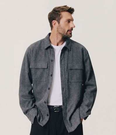 Camisa Overshirt Manga Larga en Polyvelour 2