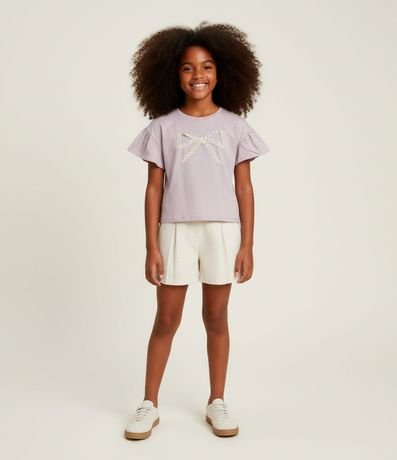 Blusa Infantil con Lazo Bordado en Encaje – Talle 5 a 14 años
