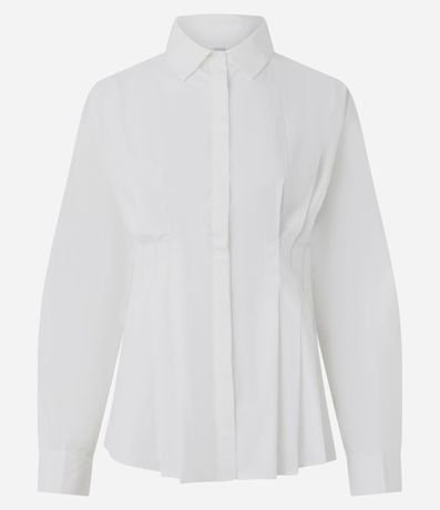 Camisa Acinturada con Pliegues en Tricolina 5