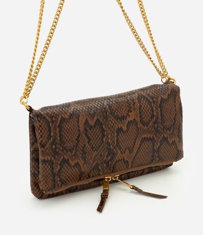 Cartera Femenina Mediana con Textura Animal print y Asa de Cadena 1