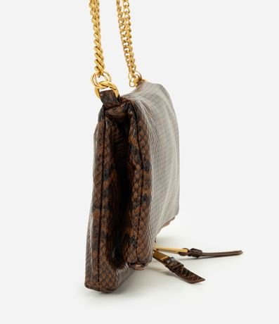 Cartera Femenina Mediana con Textura Animal print y Asa de Cadena 2