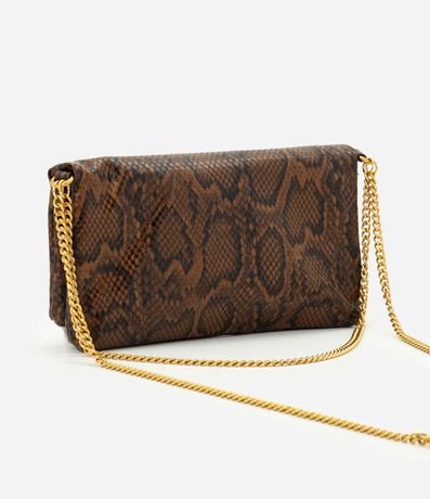 Cartera Femenina Mediana con Textura Animal print y Asa de Cadena 3