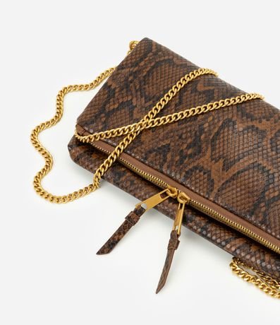 Cartera Femenina Mediana con Textura Animal print y Asa de Cadena 5