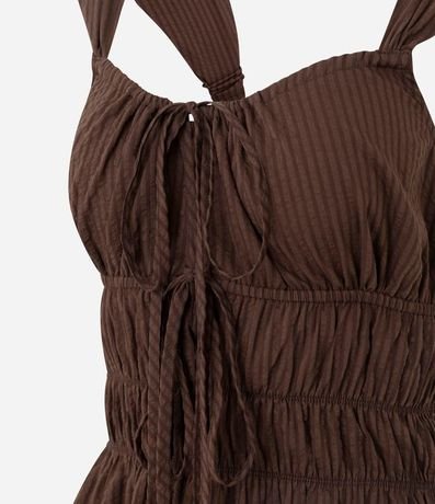 Vestido Corto en Viscosa Texturizada con Lazo Delantero 2