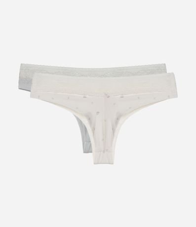 Kit 2x1 Bombacha Bikini Hilo Doble Floral con Cintura de Encaje 2