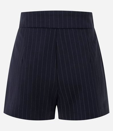 Short Pollera Sastre en Punto Roma con Cinturón Lateral y Raya de Tiza 6