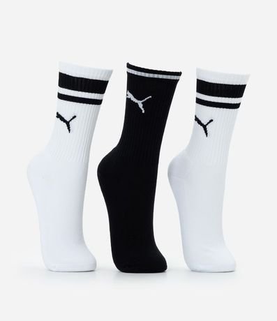 Kit 03 Medias Caña Larga en Algodón con Estampa de Puma 2