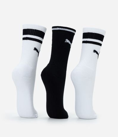 Kit 03 Medias Caña Larga en Algodón con Estampa de Puma 3