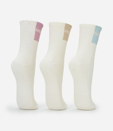 Kit 03 Pares de Media Cano Mediano Deportivas en Algodón con Estampa de Puma 3