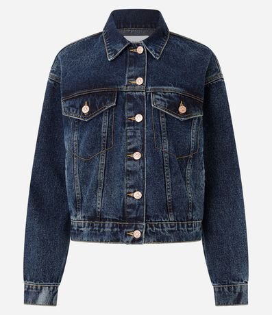 Campera Boxy en Jeans con Bolsillos y Recortes