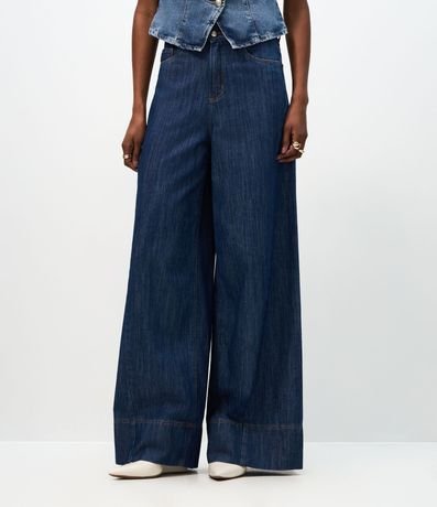 Pantalón Pantalona en Jeans con Detallamento Delantero y Cintura Alta 3