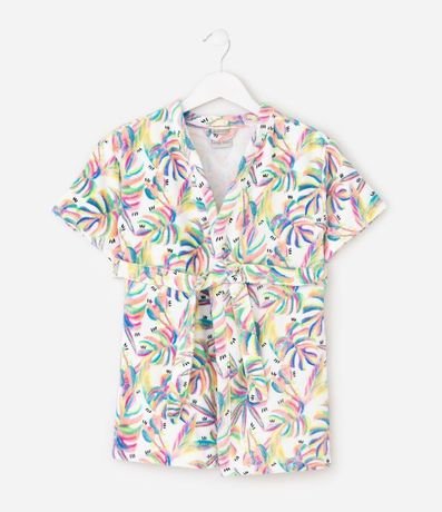 Bata de Baño Infantil en Algodón Atoallado con Estampado Tropical - Talle U 2