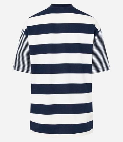 Remera T-Shirt Rayada en Algodón con Costura Aparente 2