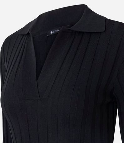 Vestido Midi Ajustado en Punto con Cuello Polo 2