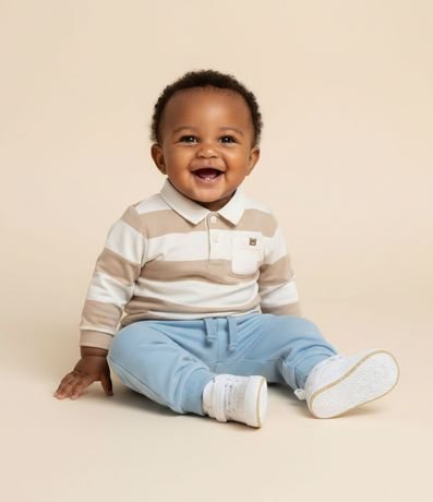 Saco Infantil Listrado con Cuello Polo – Talle 0 a 18 Meses