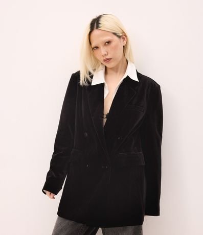 Blazer en Terciopelo con Escote Traspasado