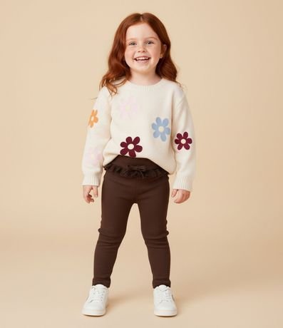 Pantalón Infantil Acanalada con Encaje en la Cintura – Talle 1 a 5/6 años
