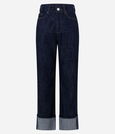 Pantalón Jeans Reta Comfort de Tiro Alto con Dobladillo Amplio 3