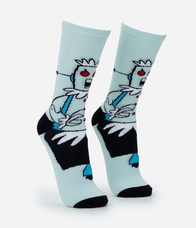 Media Cano Mediano en Algodón con Estampa de Rosita la Robot 2