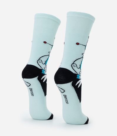 Media Cano Mediano en Algodón con Estampa de Rosita la Robot 3