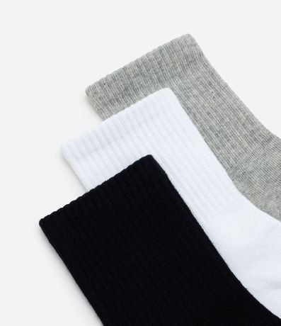 Kit 03 Pares Medias Caña Larga Deportiva con Suela Toalla 8