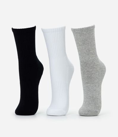 Kit 03 Pares Medias Caña Larga Deportiva con Suela Toalla 5