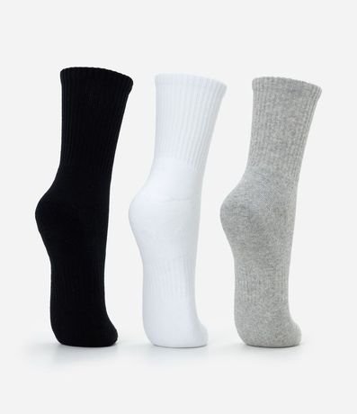 Kit 03 Pares Medias Caña Larga Deportiva con Suela Toalla 7