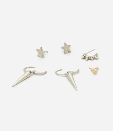 Kit con 3 Pares de Caravanas en Metal Spikes y Estrella 5