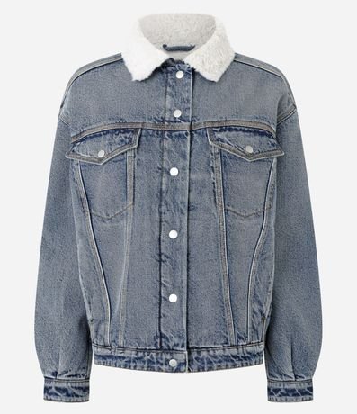 Campera Trucker en Jeans con Cuello Sherpa 5
